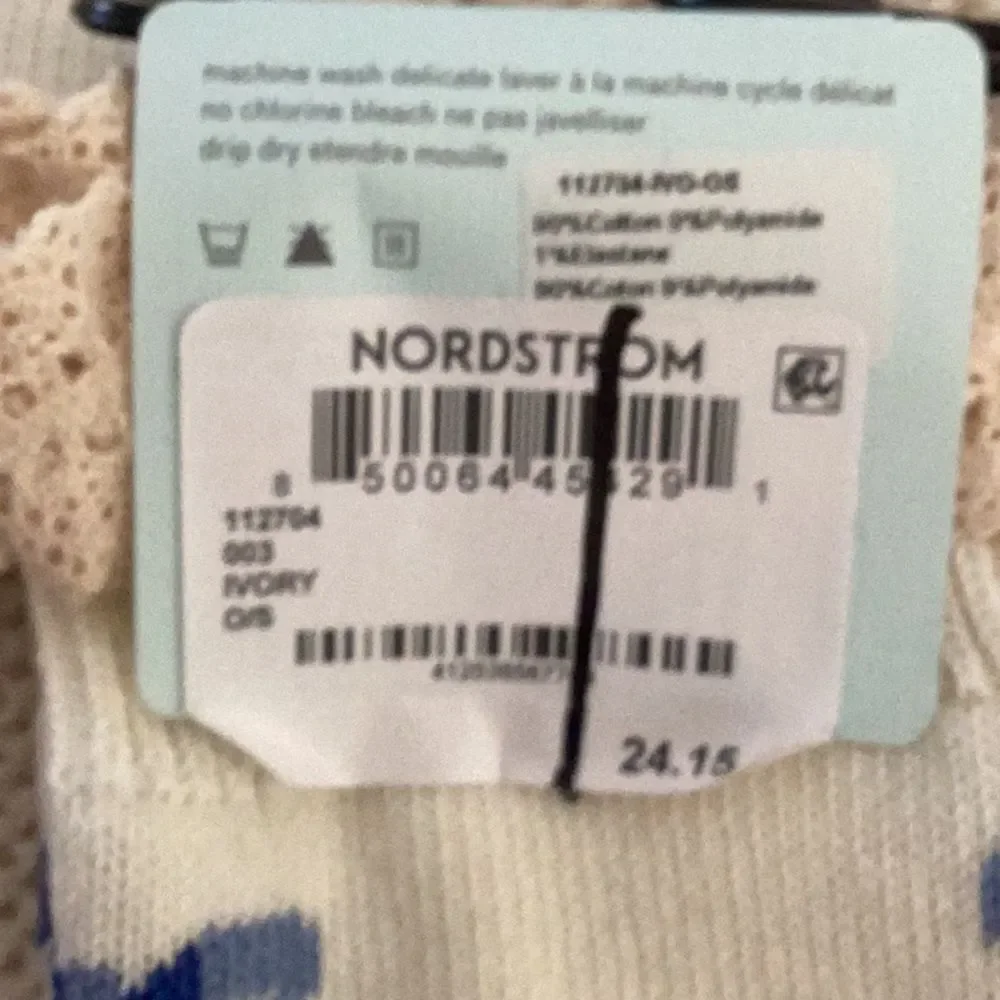 Hansel from Basel BUNDLE TWO PAIRS of All Over Bows Crew, Ivory/blue, NWT